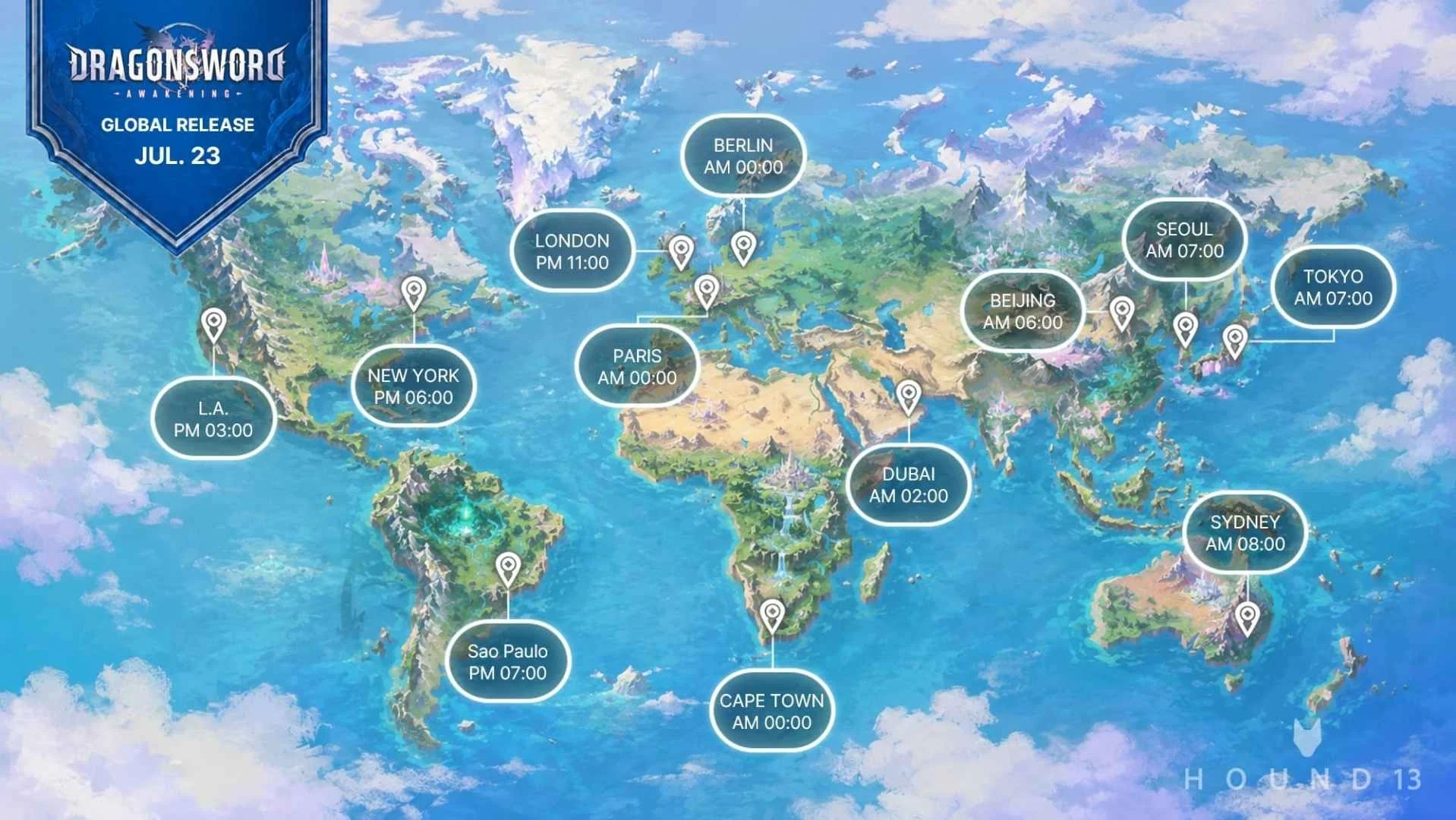 Tempos de lançamento global do DragonSword Awakening