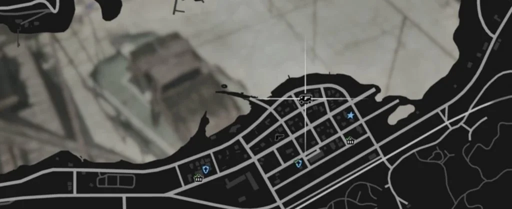 Localização da van da arma GTA Online no mapa em Sandy Shores.