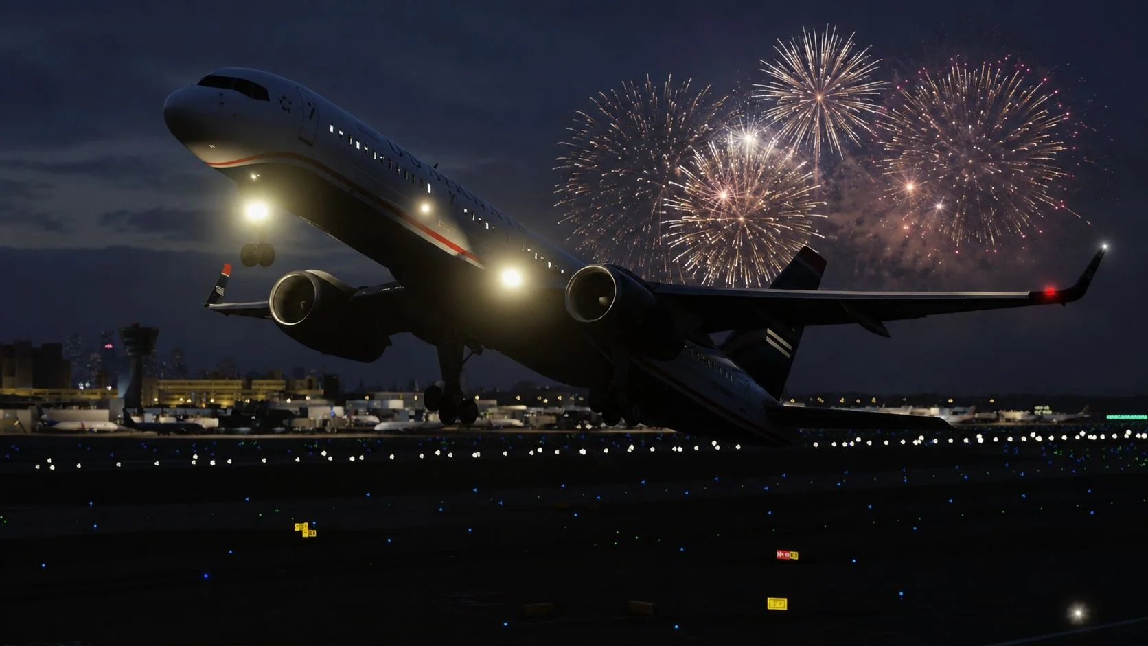 Uma cena de simulação de vôo: Microsoft Flight Simulator 2024 757