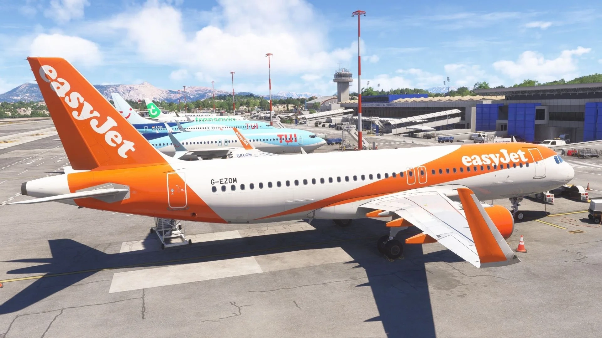 Microsoft Flight Simulator 2024 - Fenix Airbus A320 estacionado em Corfu, um destino turístico
