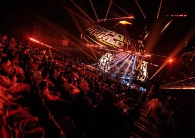 Image of Esports World Cup 2025 stage illuminated by lighting