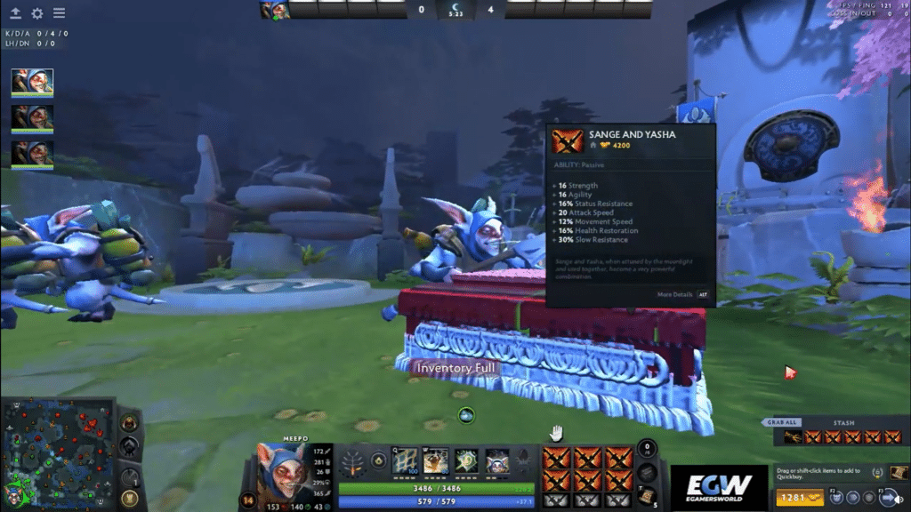 captura de tela mostrando a exploração de duplicação de itens dota 2 meepo