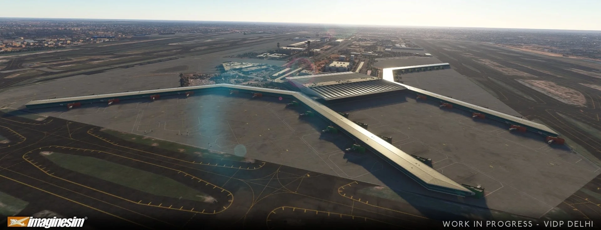 Uma cena de simulação de vôo: Microsoft Flight Simulator Delhi