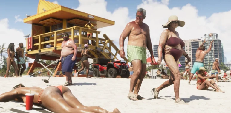 13th GTA 6 Gameplay Leak Shows Vice City Beach With Incredible Amount Of NPCs
