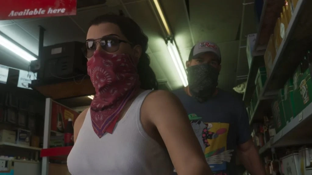 Jason e Lucia com rostos cobertos por máscaras