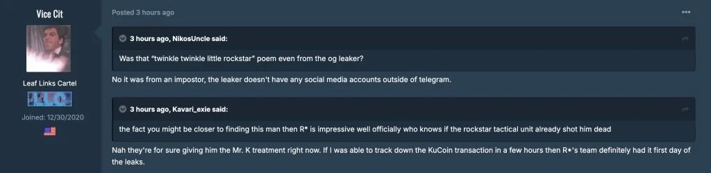 Captura de tela do comentário do GTAForums