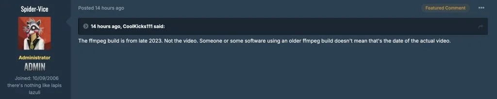 Captura de tela da postagem do GTAForums do Spider-Vice