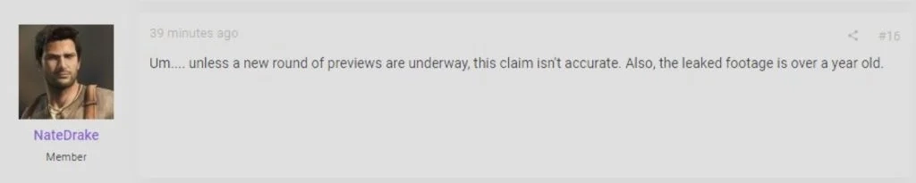 Captura de tela do comentário de NateTheHate no fórum ResetEra
