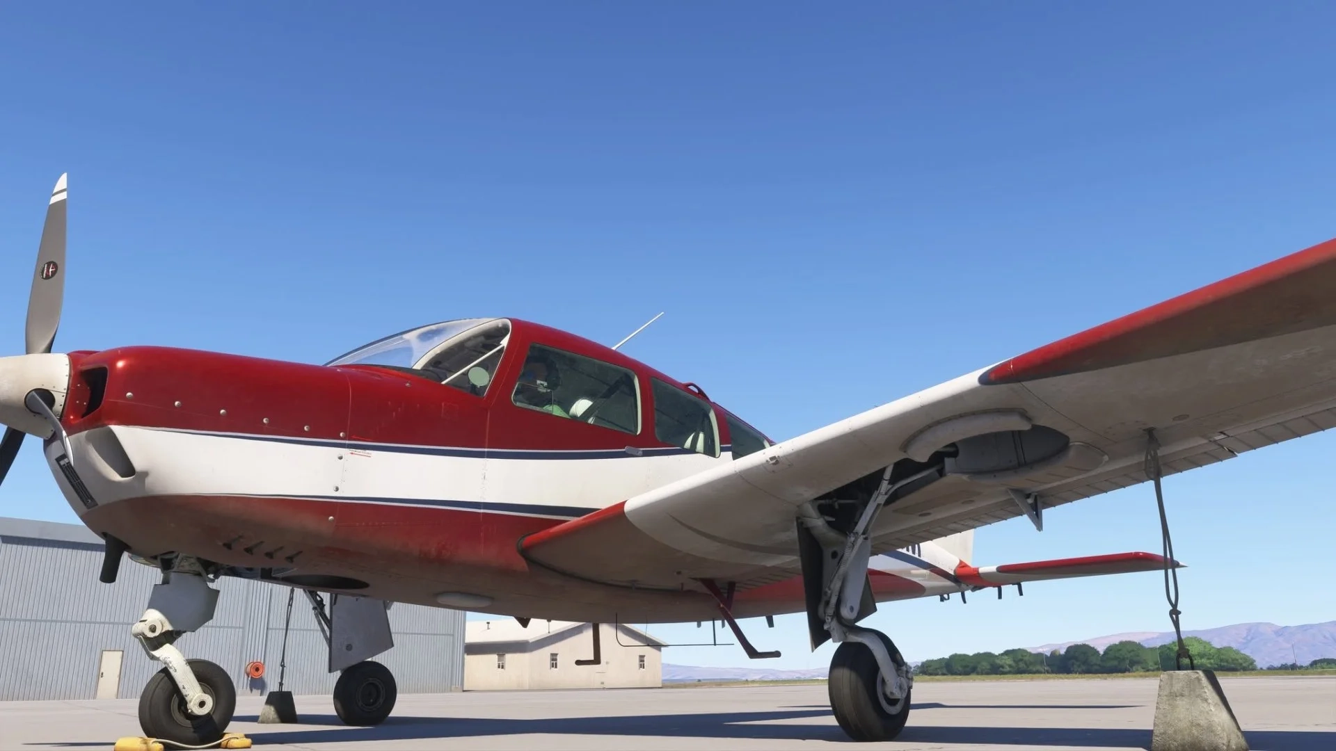 Uma cena de simulação de vôo: Microsoft FLight Simulator 2024 Beechcraft C24R Sierra