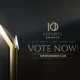 An Esports Awards trophy with the text '10 Esports Awards' and 'VOTE NOW!' on a dark background.