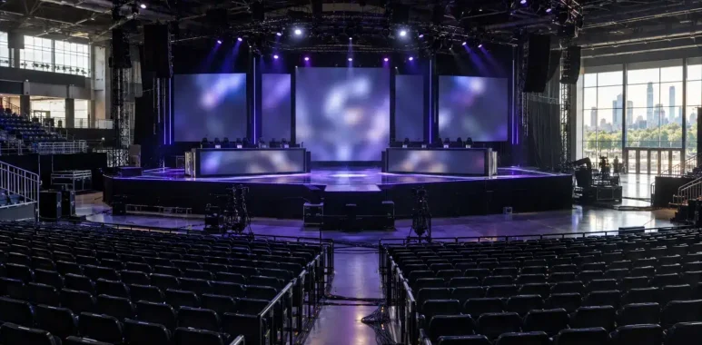 Empty Austin esports arena prepared for the 2027 VCT Champions event