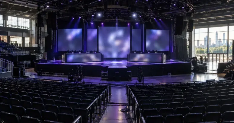 Empty Austin esports arena prepared for the 2027 VCT Champions event