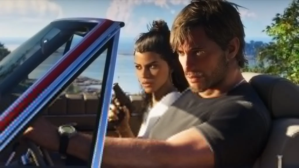 Jason e Lúcia dirigindo no GTA 6