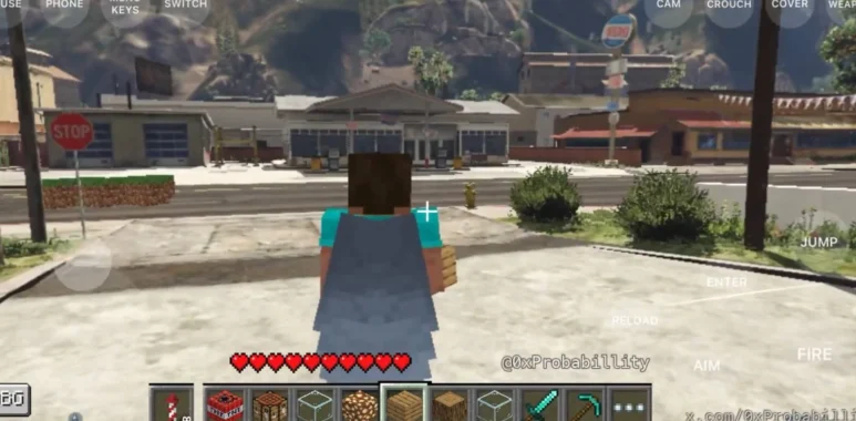 Modder puts Minecraft inside GTA 5 on iPhone with a rideable Ender Dragon - Dexerto