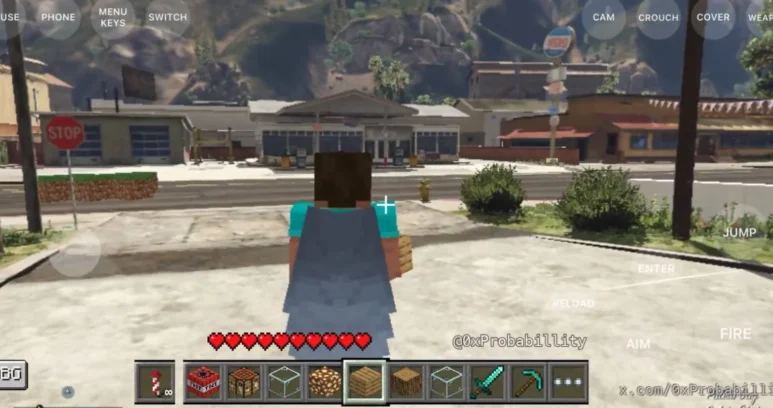 Modder puts Minecraft inside GTA 5 on iPhone with a rideable Ender Dragon - Dexerto