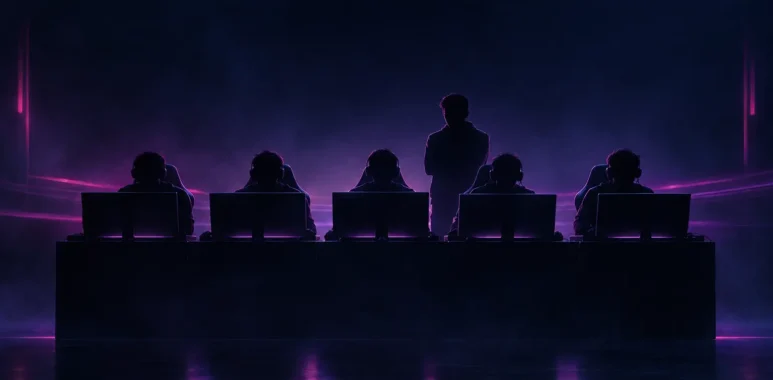 Five-player esports roster reunited at gaming stations for Team Tidebound's Dota 2 return