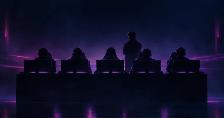 Five-player esports roster reunited at gaming stations for Team Tidebound's Dota 2 return