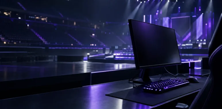 Empty Counter-Strike LAN stage symbolising Wildcard’s Major qualification race